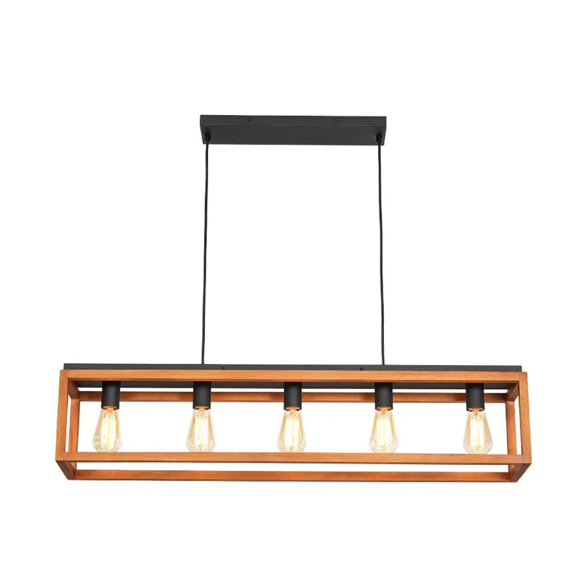 Farmhouse Wooden Rectangular Cage Island Chandelier