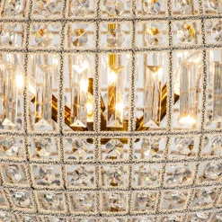 French Antique Brass Crystal Globe Chandelier