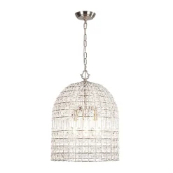 French Antique Brass Crystal Cage Chandelier