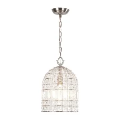 French Antique Brass Crystal Cage Chandelier