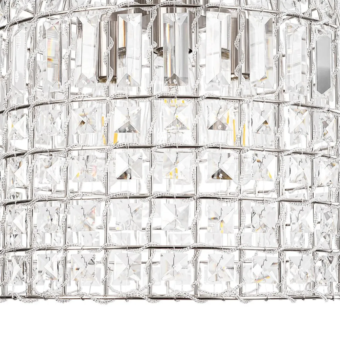 French Antique Brass Crystal Cage Chandelier