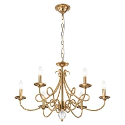 French Classic Brass Scrolling Candle Style Chandelier
