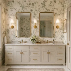 French Country 1-Light Fabric Conical Vanity Wall Sconce