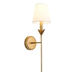 French Country 1-Light Fabric Conical Vanity Wall Sconce