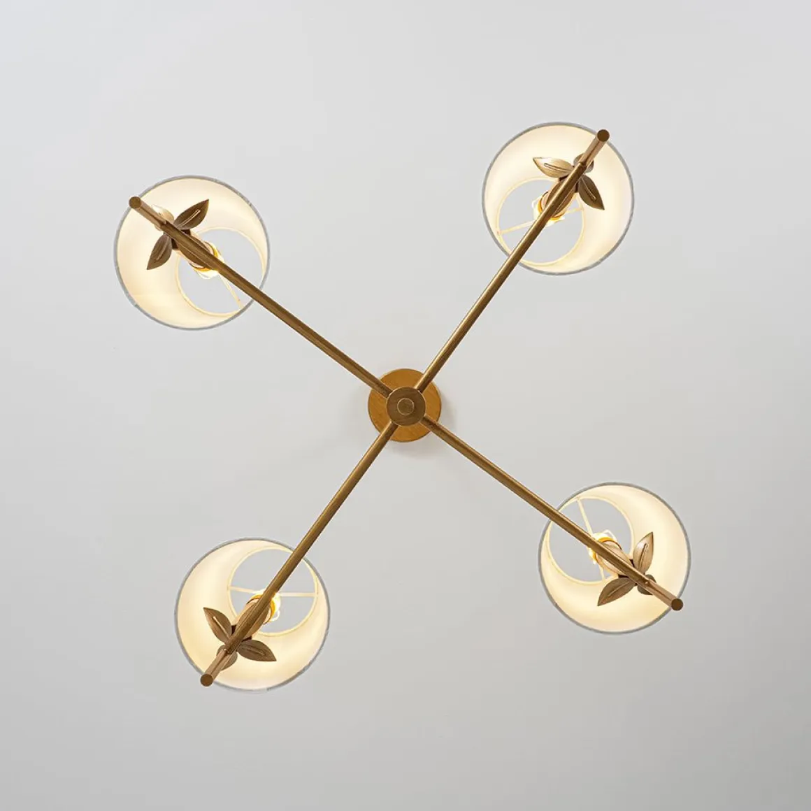 French Country 4-Light Fabric Round Candle Style Chandelier