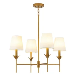 French Country 4-Light Fabric Round Candle Style Chandelier