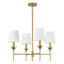 French Country 4-Light Fabric Round Candle Style Chandelier