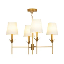 French Country 4-Light Fabric Round Candle Style Chandelier
