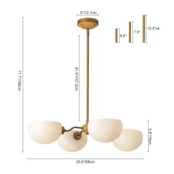 French Country 4-Light Frosted Glass Round Sputnik Chandelier