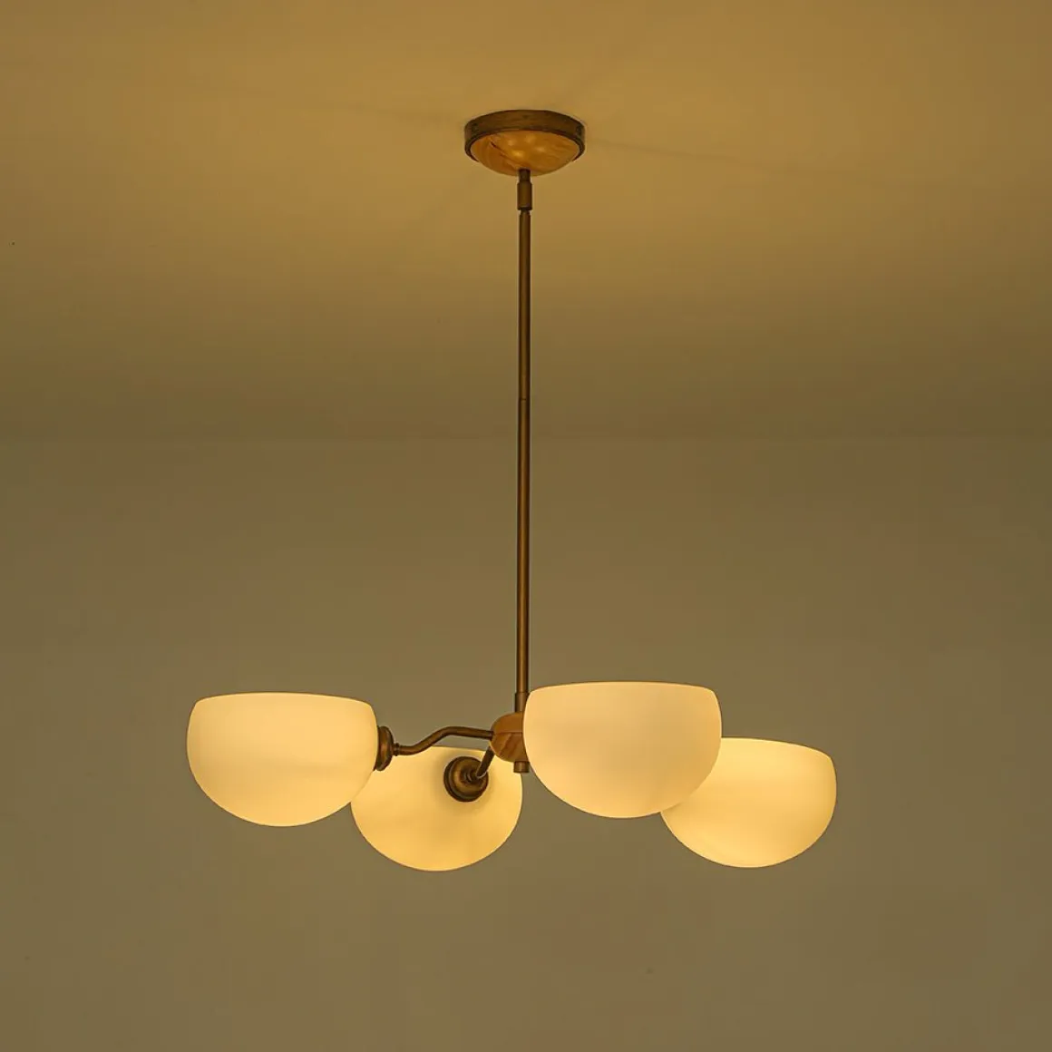 French Country 4-Light Frosted Glass Round Sputnik Chandelier