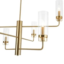 French Cylinder Ribbed Glass Round Tiered Candle Chandelier