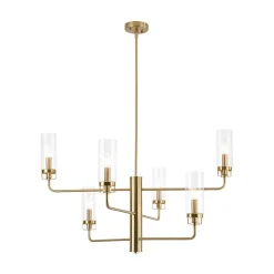 French Cylinder Ribbed Glass Round Tiered Candle Chandelier