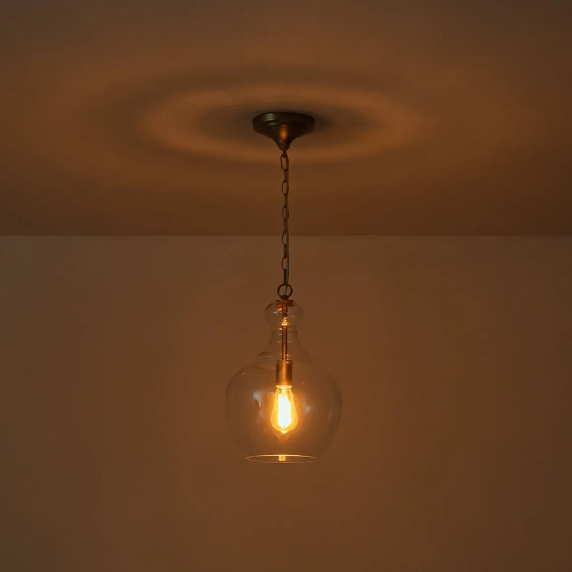 French Farmhouse 1-Light Glass Bell Kitchen Pendant Light