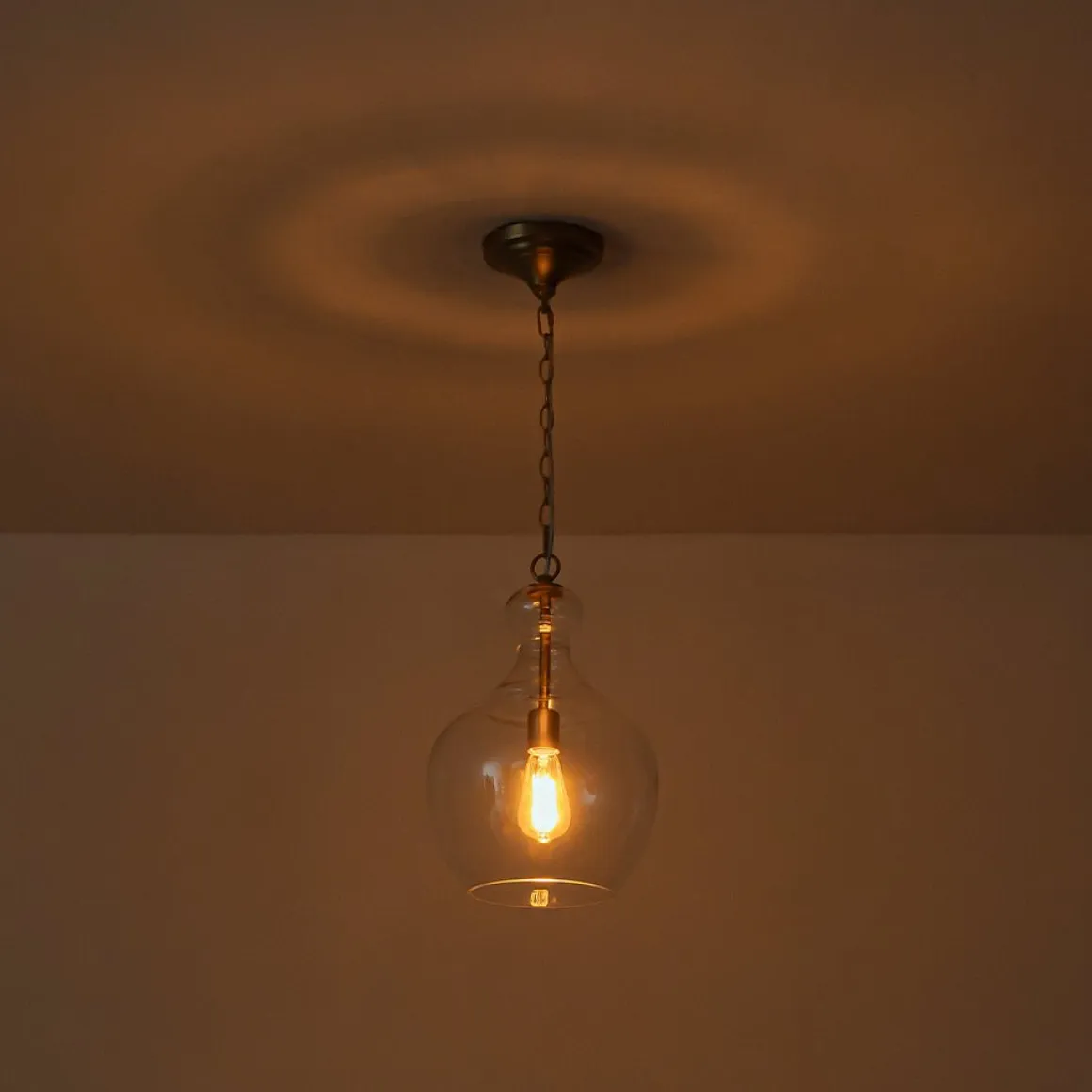 French Farmhouse 1-Light Glass Bell Kitchen Pendant Light