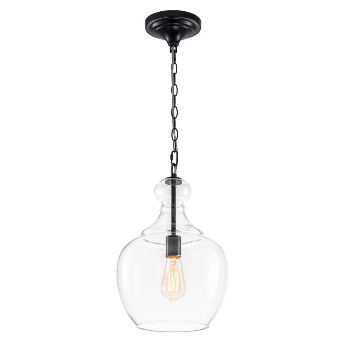French Farmhouse 1-Light Glass Bell Kitchen Pendant Light