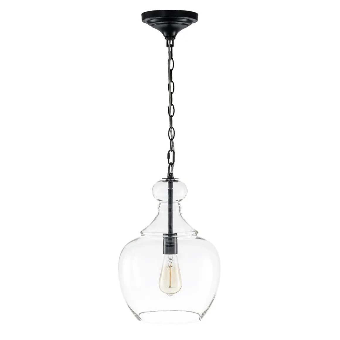 French Farmhouse 1-Light Glass Bell Kitchen Pendant Light