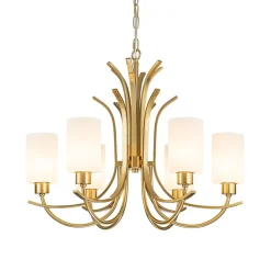 French 6-Light Frosted Glass Shade Scrolling Chandelier