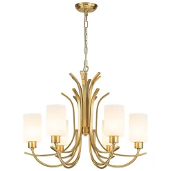 French 6-Light Frosted Glass Shade Scrolling Chandelier