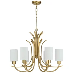 French 6-Light Frosted Glass Shade Scrolling Chandelier