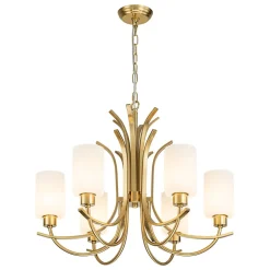 French 6-Light Frosted Glass Shade Scrolling Chandelier