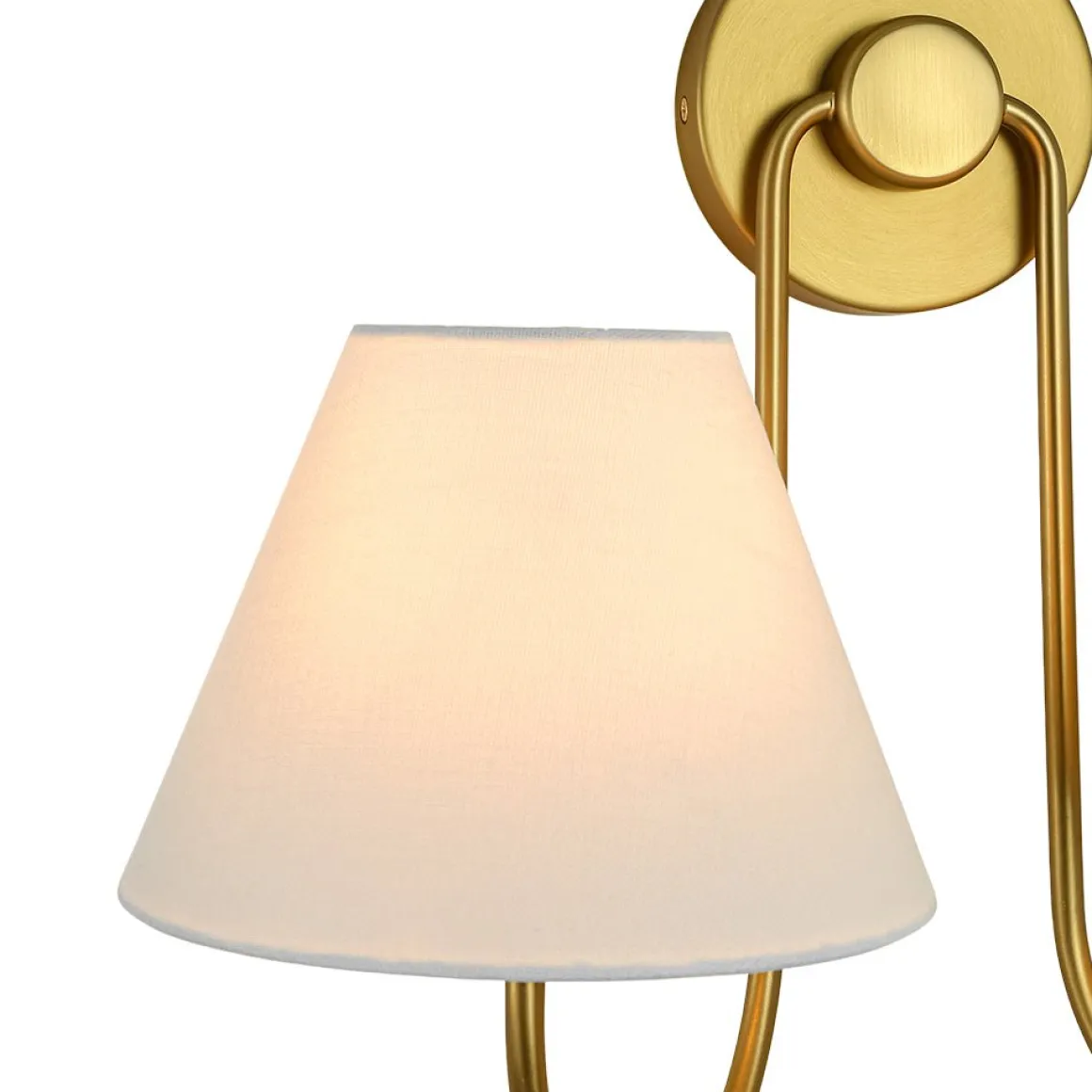 French 2-Light White Linen Conical Vanity Wall Lamp