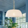 French Luxe 1-Light White Clouded Glass Round Pendant