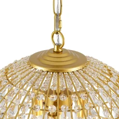 French Luxury Brass Floral Crystal Globe Chandelier