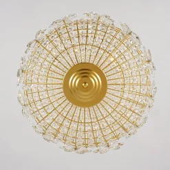French Luxury Brass Floral Crystal Globe Chandelier