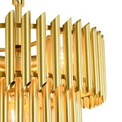French Luxury Gold 2-Tier Metal Drum Cage Chandelier