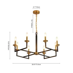 French Modern Iron 8-Light Candle Chandelier