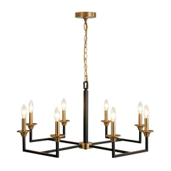 French Modern Iron 8-Light Candle Chandelier