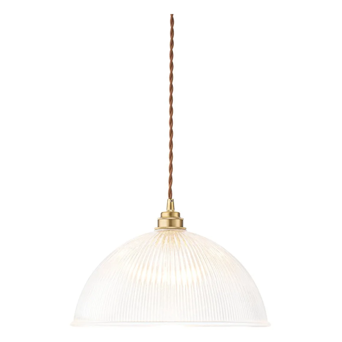 French Retro 1-Light Clear Ribbed Glass Dome Pendant