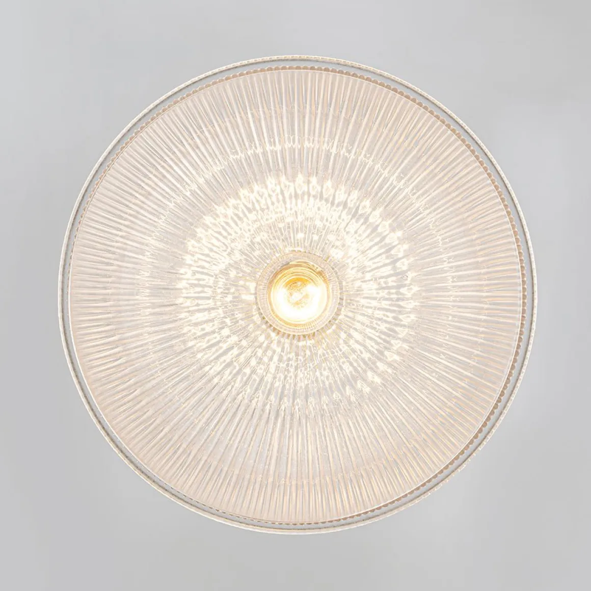 French Retro 1-Light Clear Ribbed Glass Dome Pendant