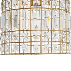 French Shabby Chic Antique Brass Crystal Cage Chandelier