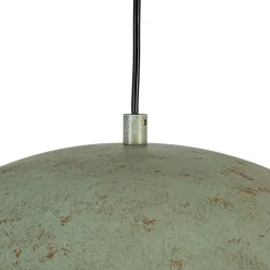 French Shabby Chic Weathered Patina Green Oversized Dome Pendant