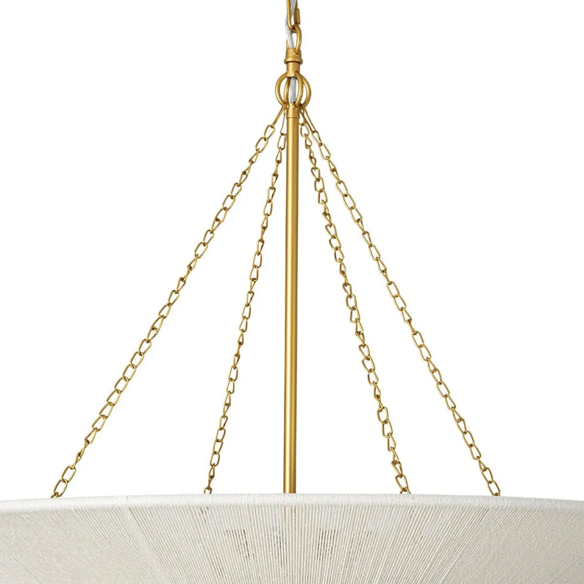 French 2-Tier Beige Woven Thread Cone Round Cage Chandelier
