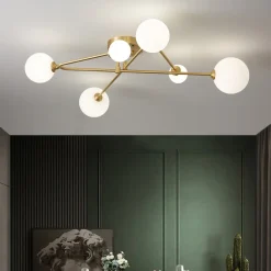 Frosted Bubble Linear Sputnik Semi Flush Mount