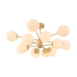 Frosted Glass Bubble 2-Tier Sputnik Semi Flush Chandelier