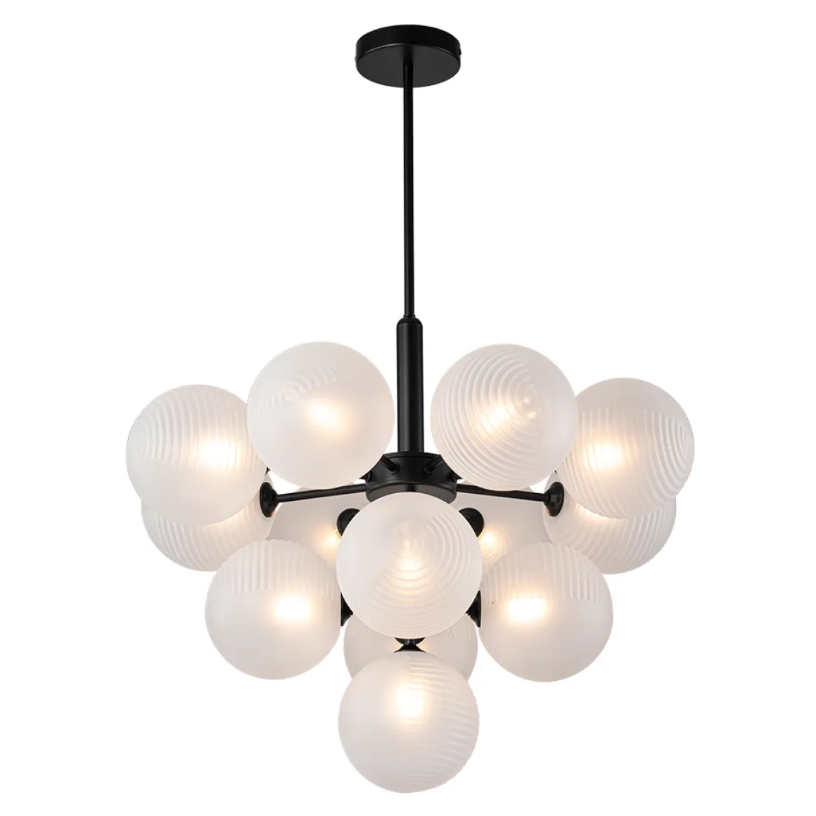 Frosted Ribbed Glass Bubble Chandelier