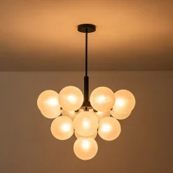 Frosted Ribbed Glass Bubble Chandelier