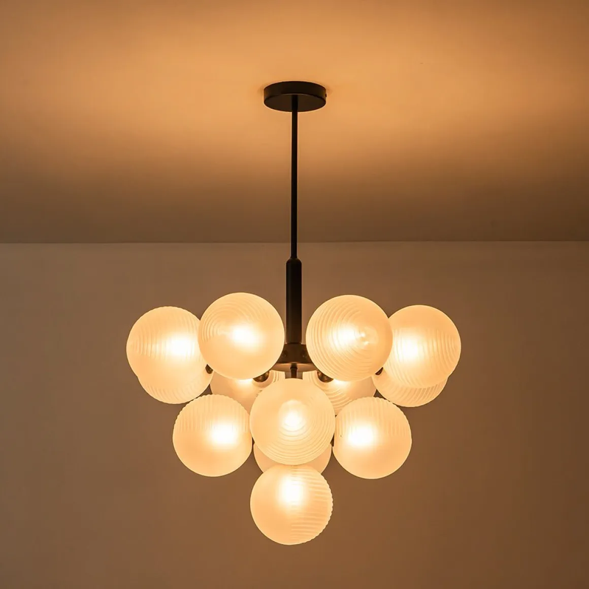 Frosted Ribbed Glass Bubble Chandelier