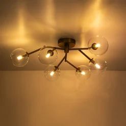 Funky Branch Style 6-Light Clear Glass Bubble Semi Flush Mount