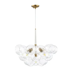 Funky Cluster Clear Faceted Glass Orb Bubble Chandelier