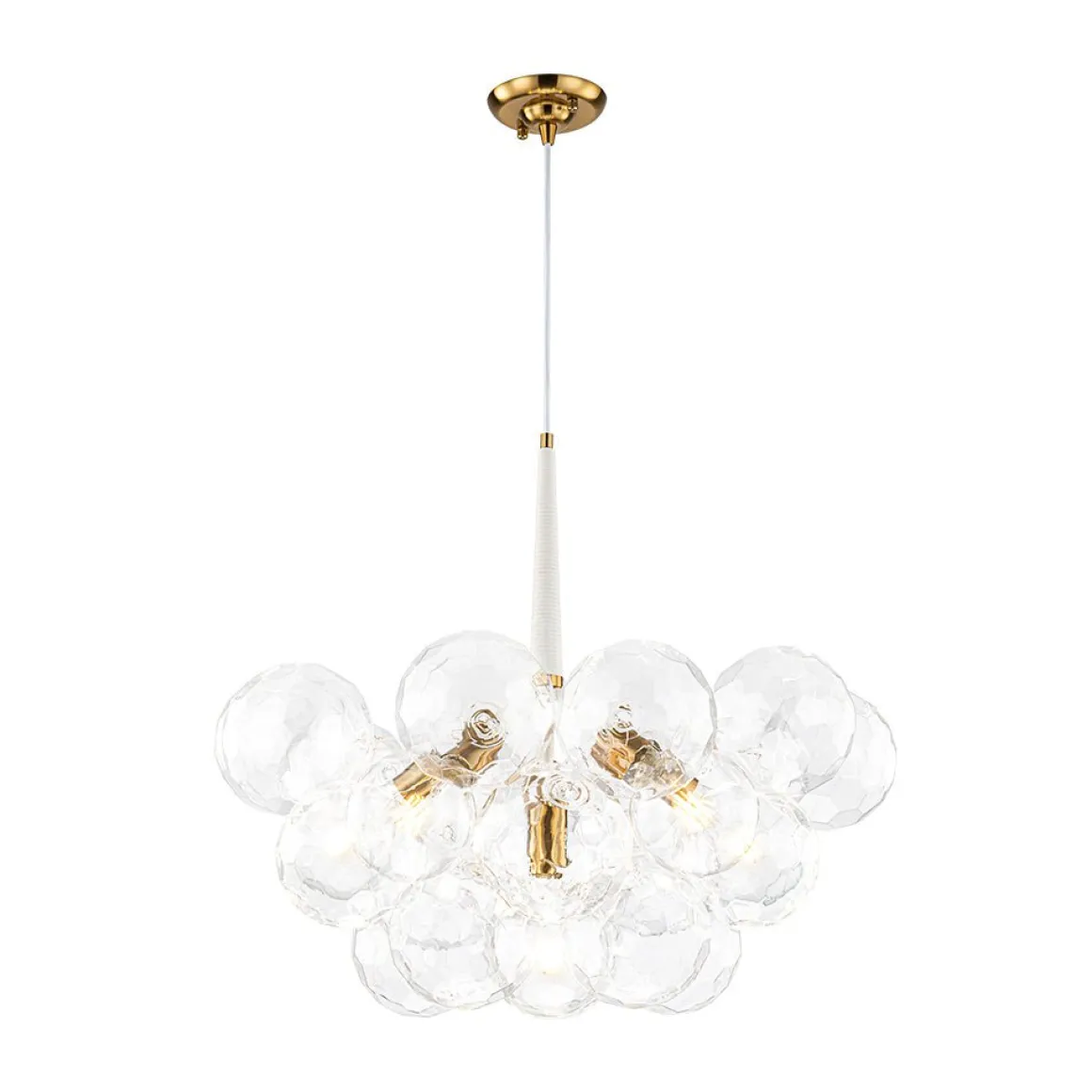 Funky Cluster Clear Faceted Glass Orb Bubble Chandelier