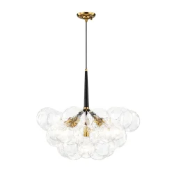 Funky Cluster Clear Faceted Glass Orb Bubble Chandelier