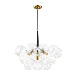 Funky Cluster Clear Faceted Glass Orb Bubble Chandelier