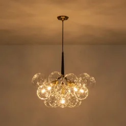 Funky Cluster Clear Faceted Glass Orb Bubble Chandelier