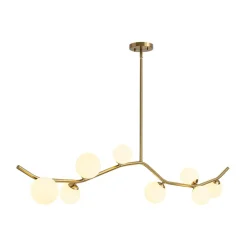 Funky Curved White Glass Bubble Linear Island Chandelier