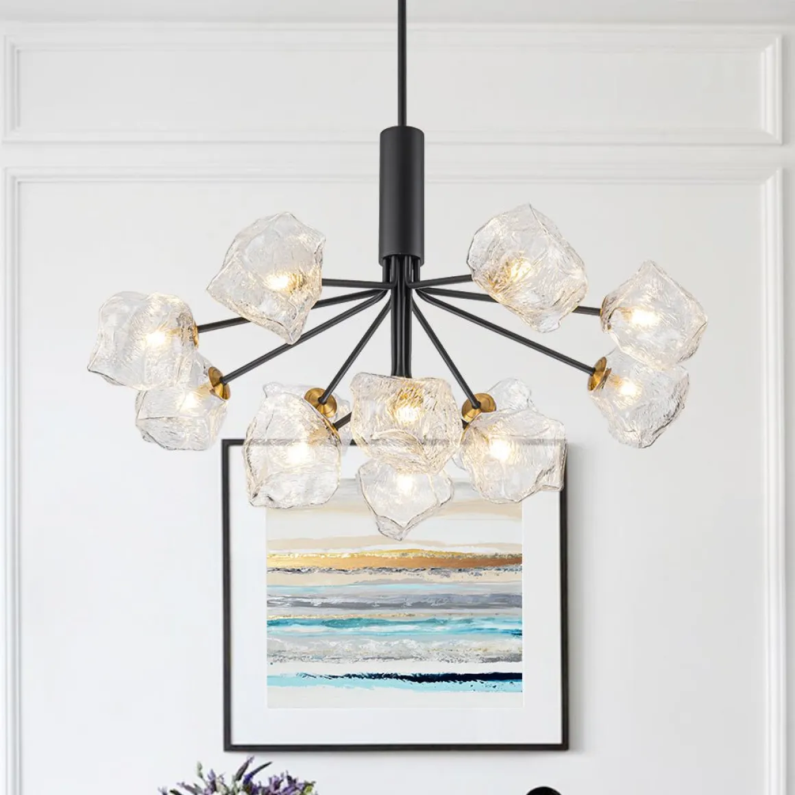 Funky Eclectic Frozen Icy Style Black Sputnik Chandelier