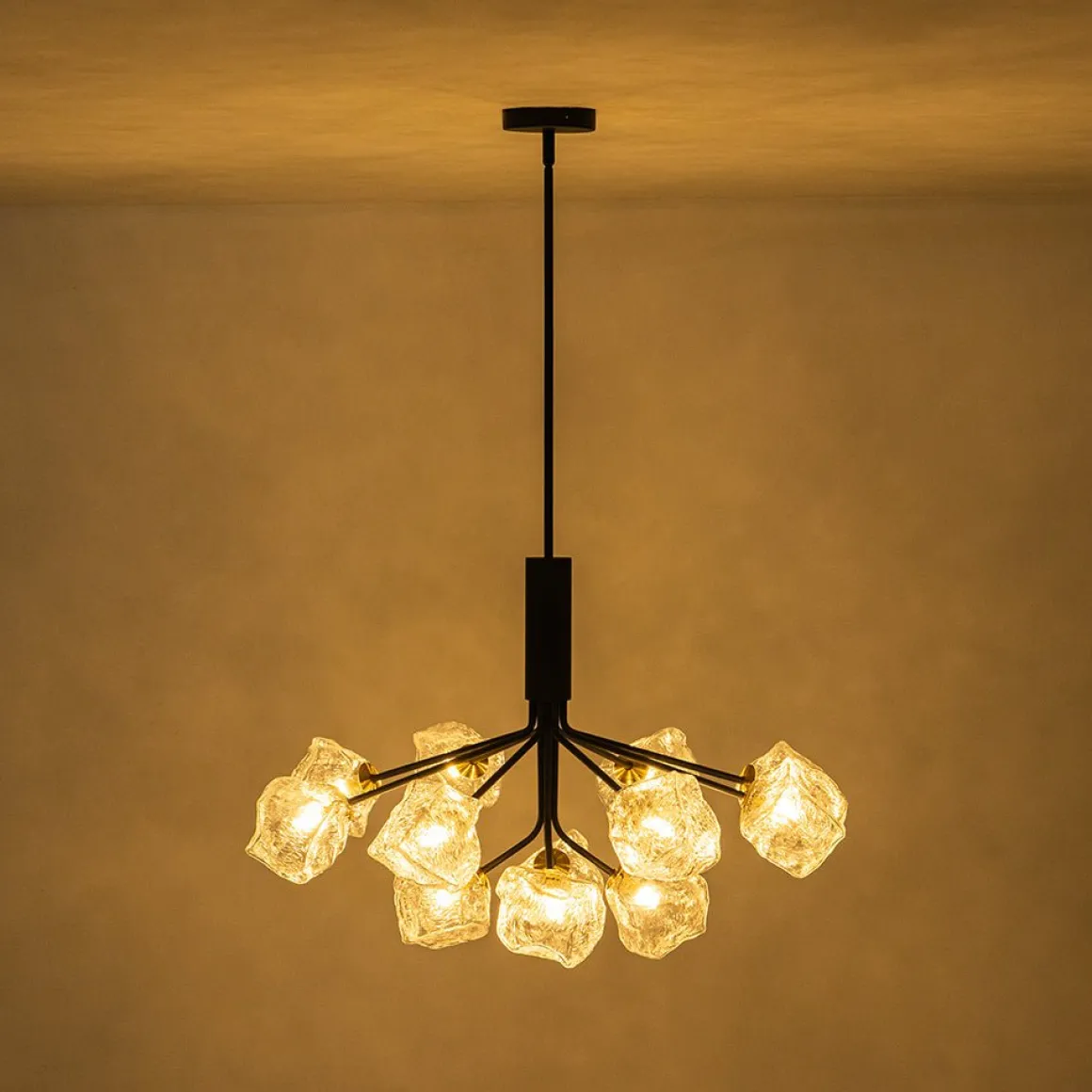 Funky Eclectic Frozen Icy Style Black Sputnik Chandelier